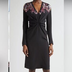 NWT Etro Sequin Embroidered Silk Dress Black Pink Size 40